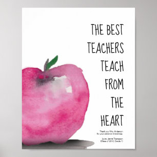 Apple waterverf voor de beste leraar bedankt poster