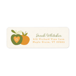 Apple Whimsical Schattige Modern Autumn Green Etiket