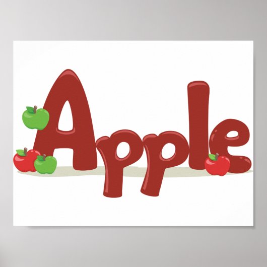 Apple Word Art met rode en groene appels Poster (Voorkant)