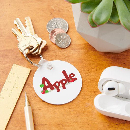 Apple Word Art met rode en groene appels Sleutelhanger