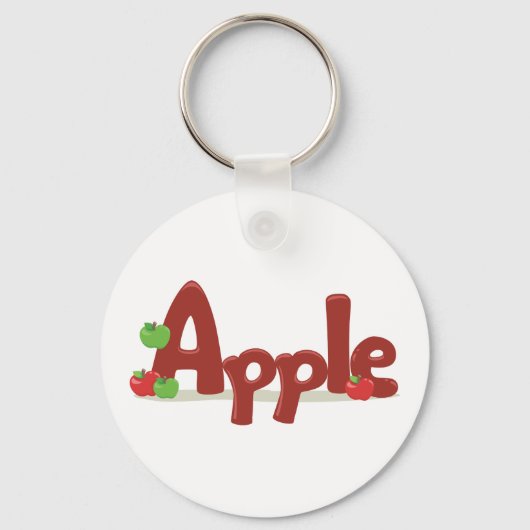 Apple Word Art met rode en groene appels Sleutelhanger (Achterkant)