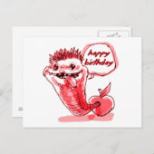 Apple Worm cartoon Happy Birthday Briefkaart (Voorkant / Achterkant)