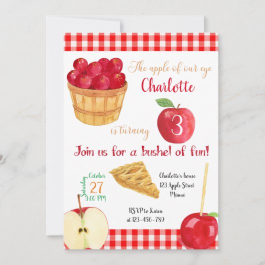 Apples Birthday Invitation, Fall Invitation (Devant)
