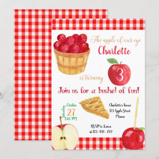 Apples Birthday Invitation, Fall Invitation