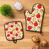 Apples Patroon Ovenwant & Pannenlap Set (Top down)