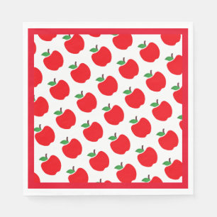 Apples Pattern Red Border Servet