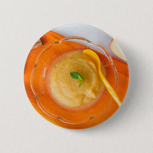 Applesauca met kaneel en oranje lepel ronde button 5,7 cm