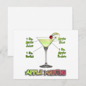 Appletini aka Apple Martini Cocktail Recipe Art Briefkaart (Voorkant / Achterkant)
