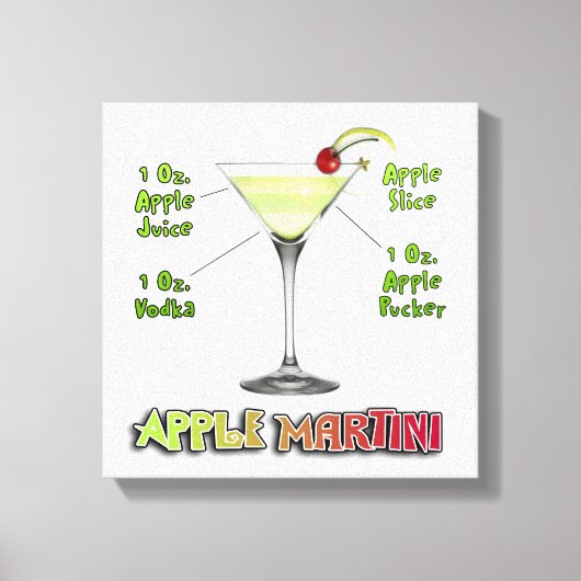 Appletini - Apple Martini Cocktail Recipe 12"x12" Canvas Afdruk (Voorkant)