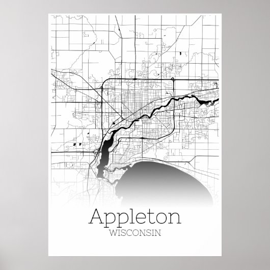 Appleton Map - Wisconsin - het Poster van de Kaart (Voorkant)