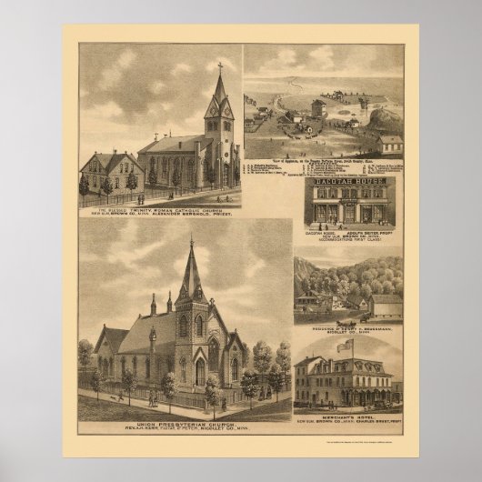 Appleton, MN Panoramic Map - 1874 Poster (Voorkant)