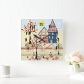 Applique, huizen, dorp vierkante klok (Huis)