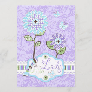 Applique-look Flower Baby shower nodigt A7-IRIS ui Kaart
