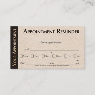 Appointment Reminder Cards - Kraft Color Contactkaartje