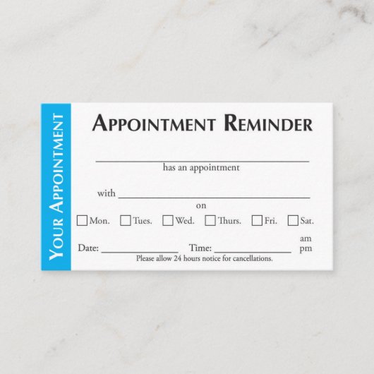 Appointment Reminder Cards - Light Blue Contactkaartje (Voorkant)