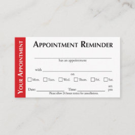Appointment Reminder Cards - Red Contactkaartje
