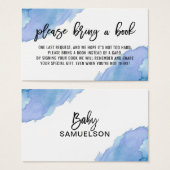 APPORTEZ UN LIVRE Baby shower Aquarelle Bleu (Devant & derrière)