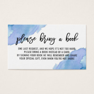 APPORTEZ UN LIVRE Baby shower Aquarelle Bleu