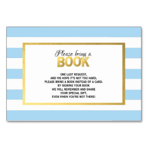 Apportez un livre - Cartes de Baby shower Bleu Bla