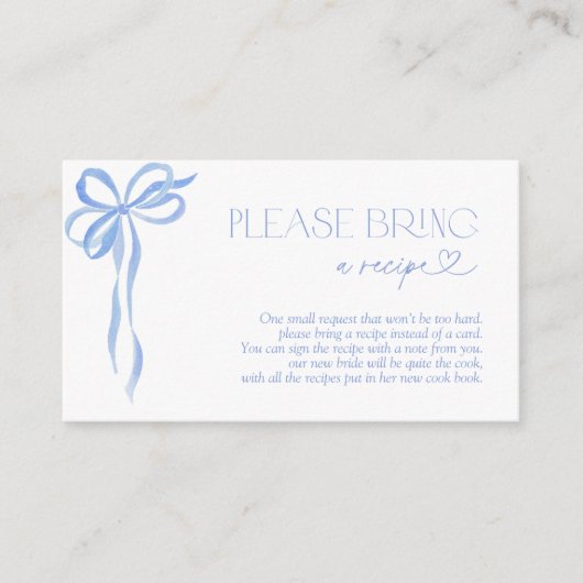 Apportez Une Carte De Bow Bow Bleue Recette (Devant)