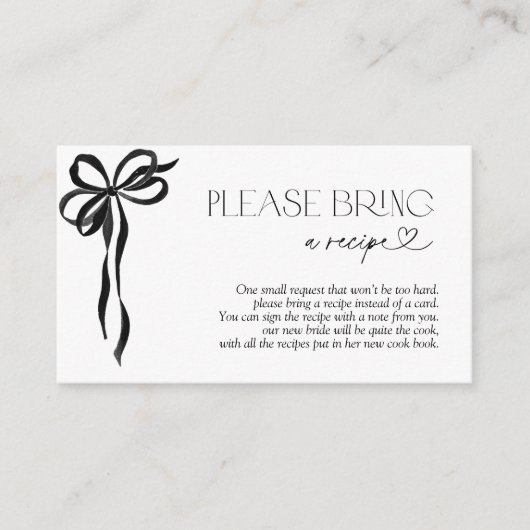 Apportez Une Carte De Bow Bow Noire À Recette (Devant)