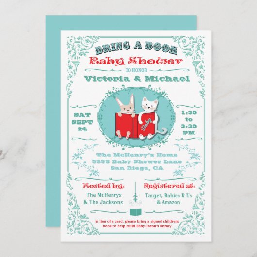 Apportez une librairie Bébé Douche invitations (Devant / Derrière)