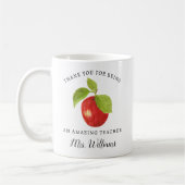 Appréciation de l'enseignant Apple Nom Mug Cadeau (Gauche)