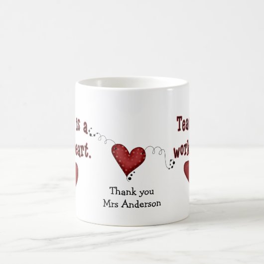 Appréciation de l'enseignant Coeur Mug (Centre)