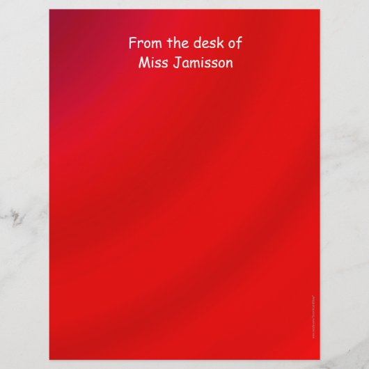 Appréciation de l'enseignant en-tête rouge Papier (Devant)