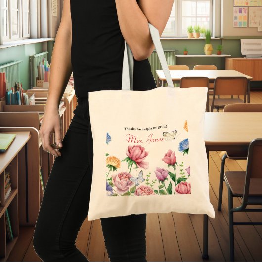 Appréciation de l'enseignant floral merci sac four