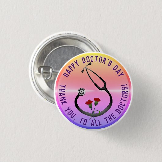Appreciation Doctor's Day Stethoscoop Ronde Button 3,2 Cm (Voorkant /achterkant)