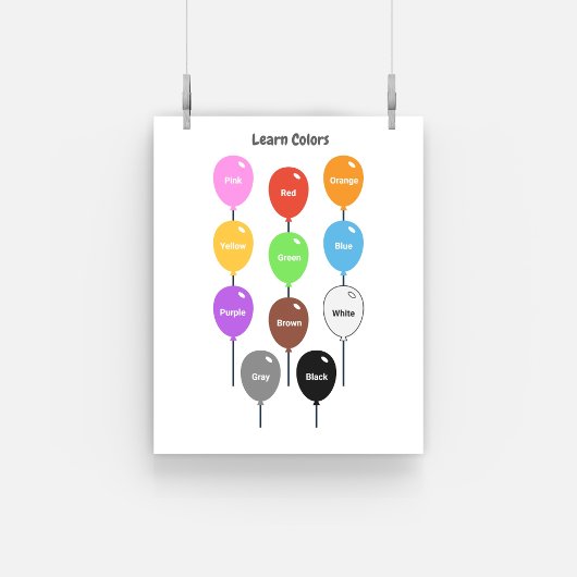 Apprentissage des couleurs avec ballons Poster