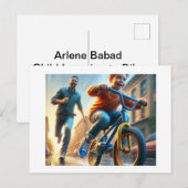 Apprentissage des enfants à vélo, carte postale (Devant / Derrière)