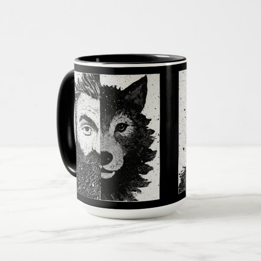 Approachable Wolf : Half Wolf Mug Mok (Voorkant links)
