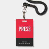 Appuyez sur le badge de carte d'accès rouge noir (Avant avec lanière)