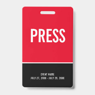 Appuyez sur le badge de carte d'accès rouge noir