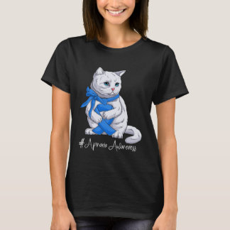 Apraxia Bewustzijnsmaand Blauwe Lint Kat T-shirt