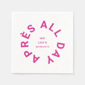 Après All Day Hot Pink Bachelorette Ski Feest Servet (Voorkant)