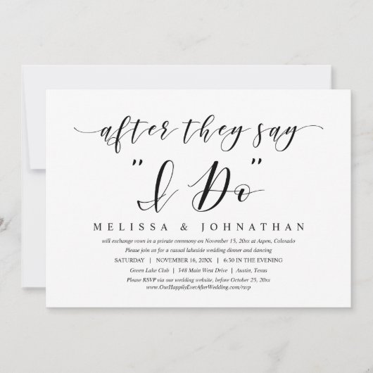 Après avoir dit oui, Carte d'invitation pour dîner (Devant)