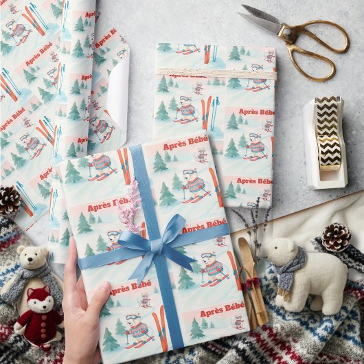 Après Bébé Polar Bear & Arctic Fox Skiing Cadeaupapier