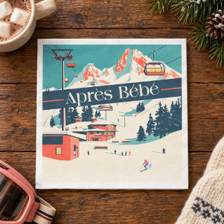 Après Bébé Retro Ski Baby Shower Servet