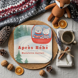Après Bébé skibos houten dieren winter babyshower Papieren Bordje