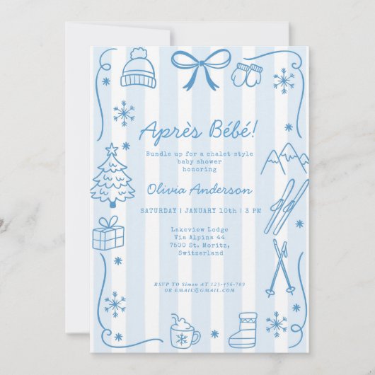 Après Bébé Winter Boy Registry QR Code Baby Shower Kaart (Voorkant)