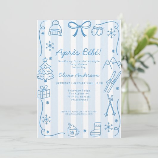 Après Bébé Winter Boy Registry QR Code Baby Shower Kaart (Staand voorkant)