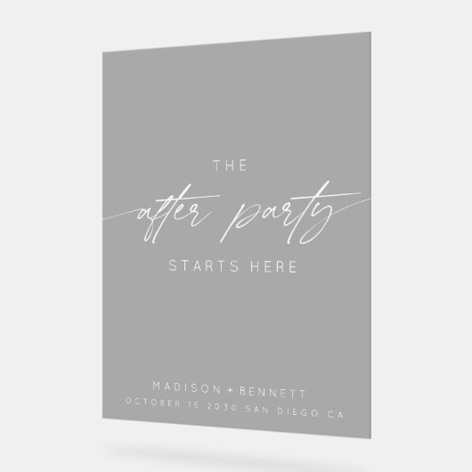 Après la fête commence ici Mariage blanc Script (Angle)