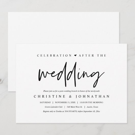 Après le mariage, Brunch célébration Invitation (Devant / Derrière)