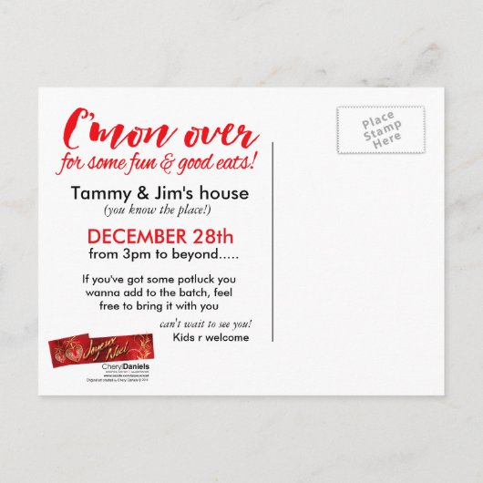 Après Noël Fête Potluck Invitation (Dos)