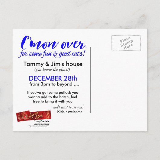 Après Noël Fête Potluck Invitation (Dos)