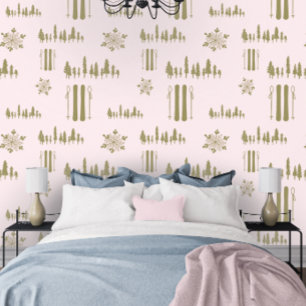 Apres Ski Alpine Roze Behang