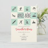 Apres Ski Apres Bebe Retro Chic Winter Baby shower Kaart (Staand voorkant)
